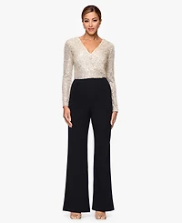 Xscape Women's Sequined-Bodice Straight-Leg Jumpsuit