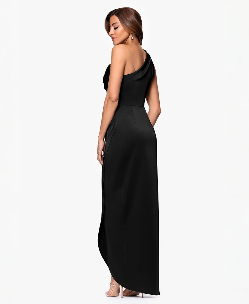 Xscape Women's Asymmetric One-Shoulder Satin Gown