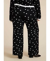 Eloquii Women's Plus Polka Dot Intarsia Pant