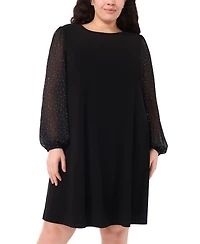 Msk Plus Round Neck Bell Sleeves Shift Dress