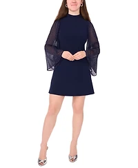 Msk Petite Jersey Bell Sleeves Mock Neck Shift Dress