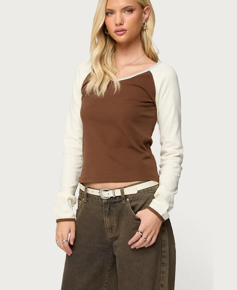 Edikted Women's Ronie Contrast Raglan Top