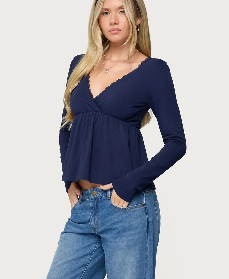 Edikted Women's Kenzie Long Sleeve Babydoll Top