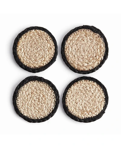 Napa Home & Garden Jute Coasters, Set of 4 - Natural/Black - Durable & Stylish