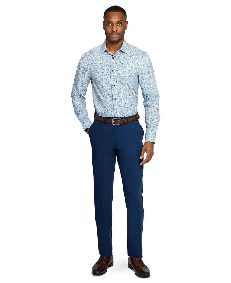ConStruct Men's Spread Collar Plaid Dress Shirt