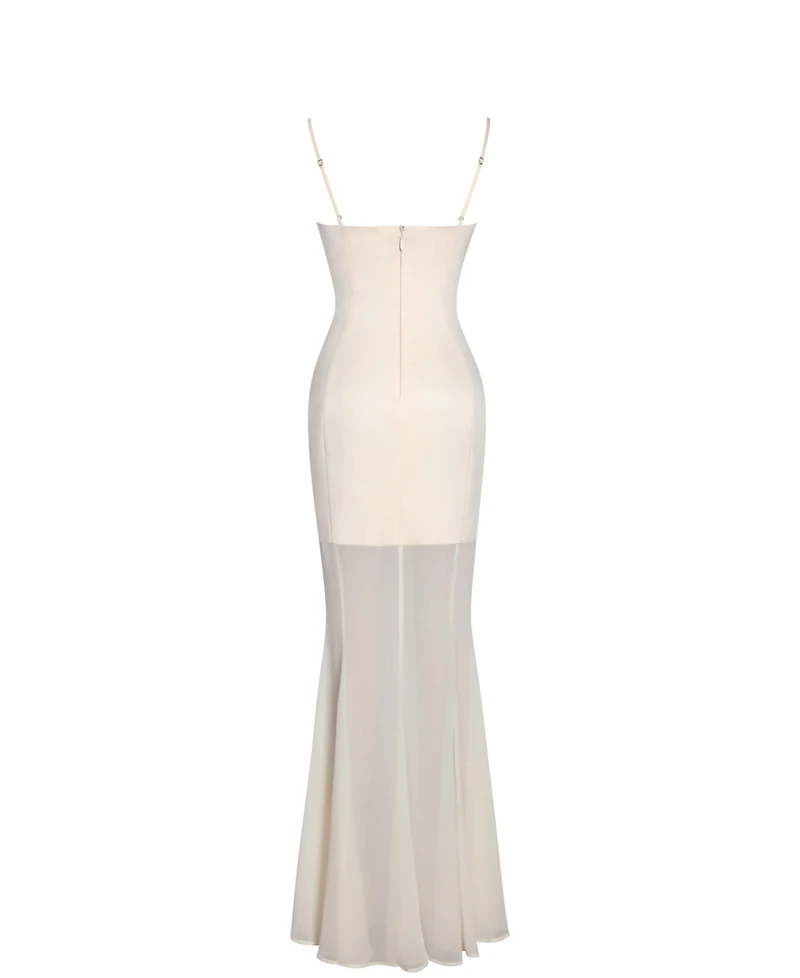 Miss Circle Women's Zayne Butter Yellow Ruch Breast Chiffon Mermaid Maxi Dress
