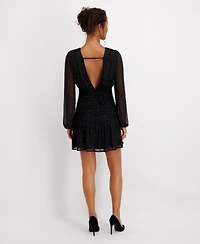 Siena Women's V-Neck Long Sleeve Mini Dress