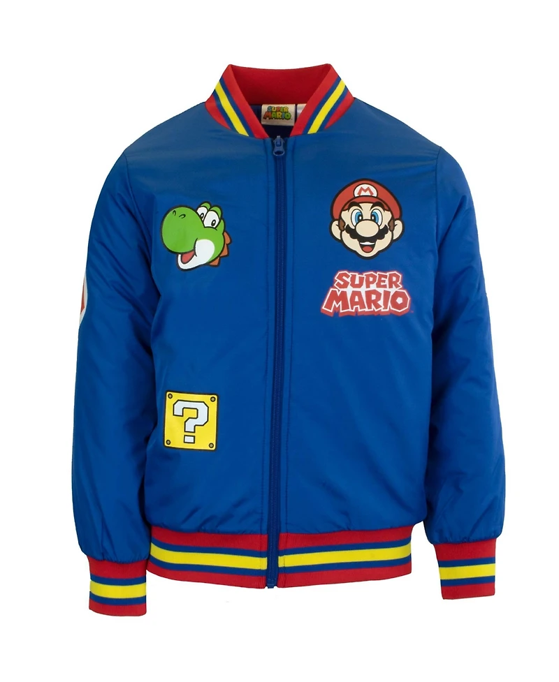 Super Mario Big Boys Nintendo Mario & Luigi Graphic Print Zip Up Bomber Varsity Jacket