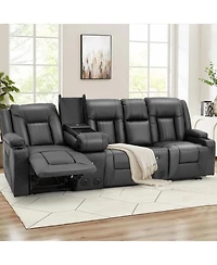 Aecojoy 3 Seater Recliner Sofa with 2 Console&Bluetooth Speakers