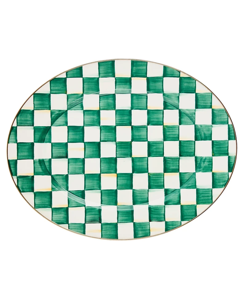 Mackenzie-Childs Emerald Check Large Oval Platter