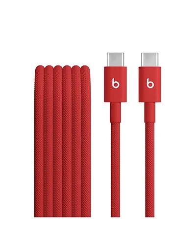 Beats Usb-c to Usb-c Woven Cable Fast Charging Durable/Tangle-Free Compatible Charger for Apple & Android Devices (1.5 m, 5 ft) - Rapid Red