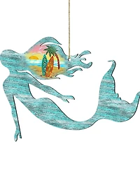 Designocracy Mermaid Scenic Wood Christmas Ornament