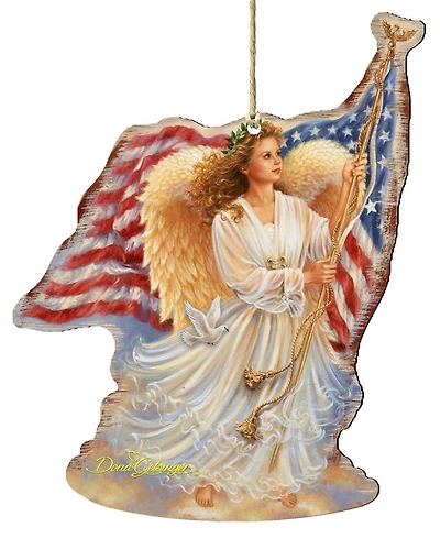 Designocracy American Angel Wooden Ornament