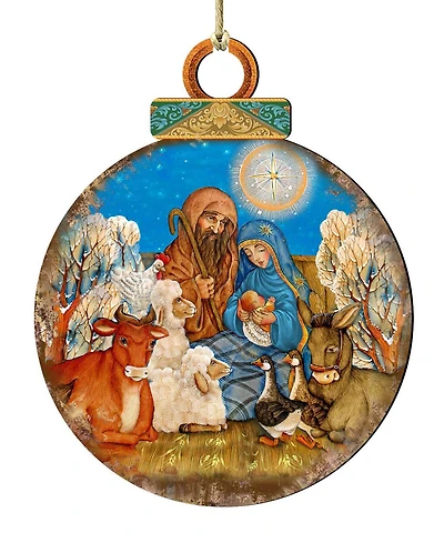 Designocracy Nativity Scene Wooden Ornament