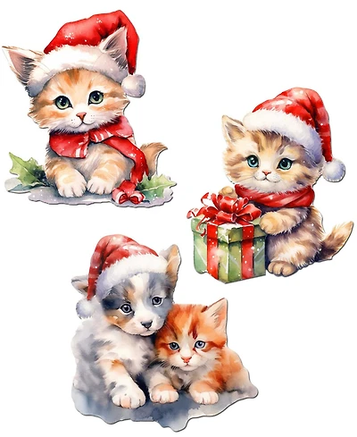 Designocracy Christmas Cats Clip Ornaments, Set 3