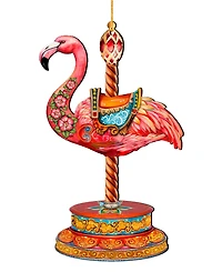 Designocracy Pink Flamingo Carousel Holiday Ornament