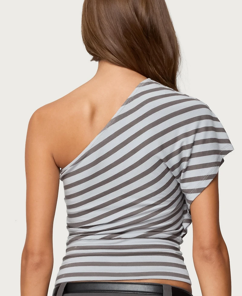 Edikted Women's Asymmetric Striped One Shoulder Top
