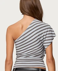 Edikted Women's Asymmetric Striped One Shoulder Top