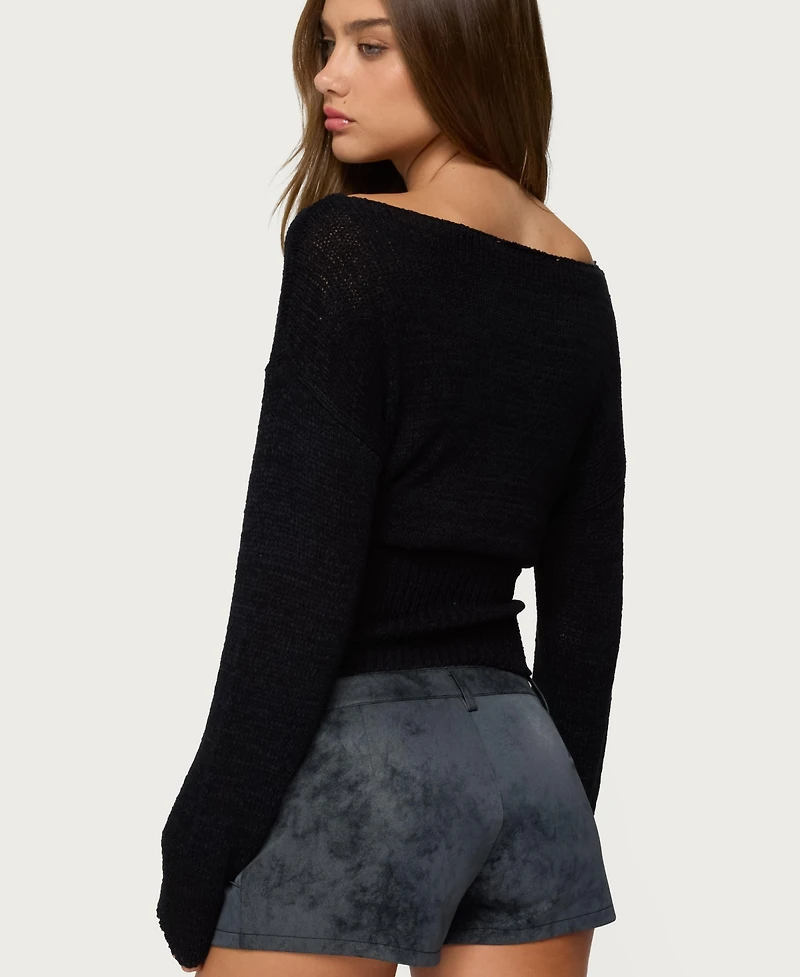 Edikted Women's Tezi Boat Neck Light Knit Top