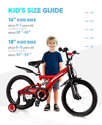 18" Kids Bike with Adjustable Seat, Dual Brakes, Suspension and Training Wheels for Ages 6–9