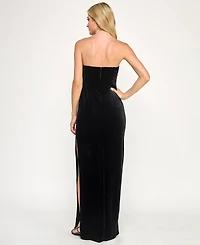 Seni & Cade Juniors' Velvet Strapless Plunge Dress