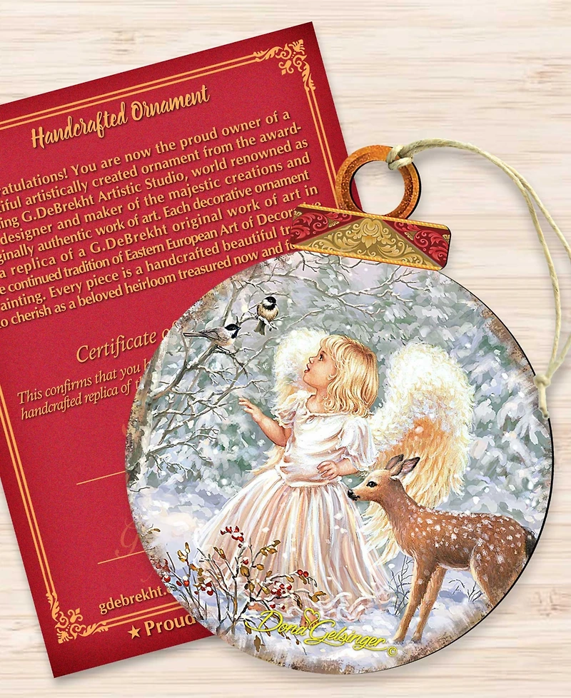 Designocracy Woodland Angel Deer Christmas Ornament