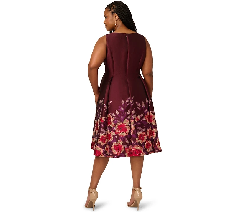 Adrianna Papell Plus Twist Crepe V-Neck Short Dress