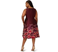 Adrianna Papell Plus Twist Crepe V-Neck Short Dress