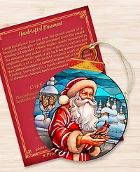 Designocracy Santa with Red Cardinal Wooden Ornament
