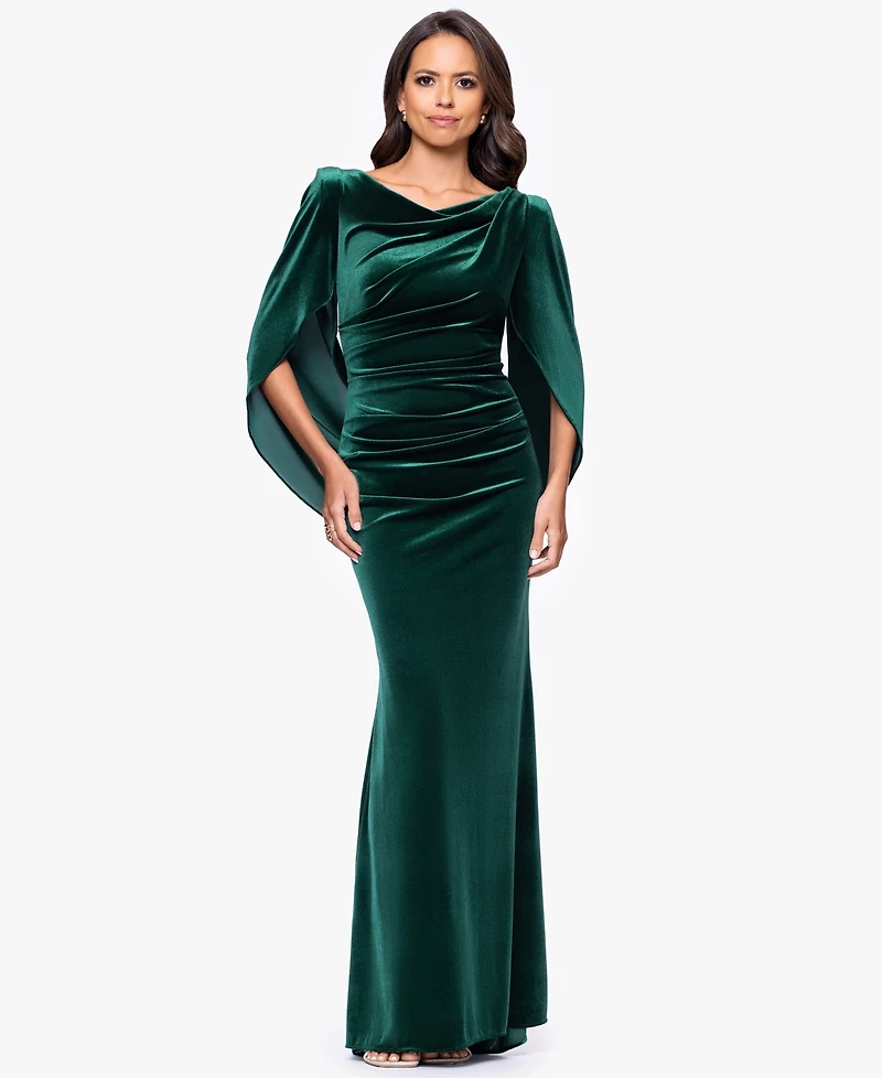 B&A By Betsy and Adam Petite Long Drape Back Dress