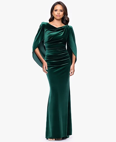 B&A By Betsy and Adam Petite Long Drape Back Dress