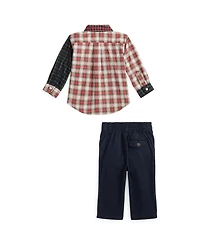 Polo Ralph Lauren Baby Boys 2-Piece Long Sleeves Plaid Shirt and Chino Pants Set