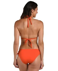 La Blanca Womens Island Goddess Halter Triangle Bikini Top Adjustable Hipster Bikini Bottoms