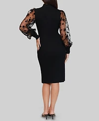 Dylan Ryan Junior's Flocked Flower Mock Neck Dress