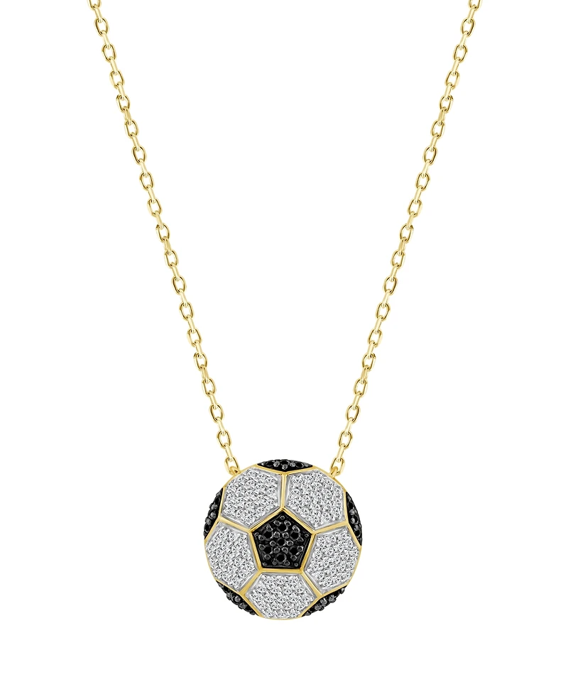 Macy's White Diamond (1/5 ct. t.w.) & Black Diamond (1/10 ct. t.w) Necklace in 10K Yellow Gold
