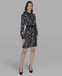 Karl Lagerfeld Paris Women's Printed Collared Shirt Dress