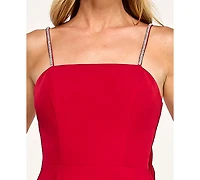 City Studios Juniors' Square Neck Rhinestone Trimmed Straps Dress