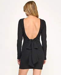 City Studios Juniors' Glitter Knit Long Sleeve Dress