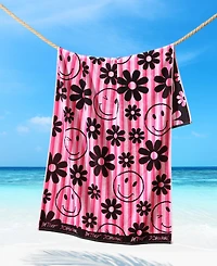 Betsey Johnson Smiley Daisy Printed Cotton Blend Beach Towel