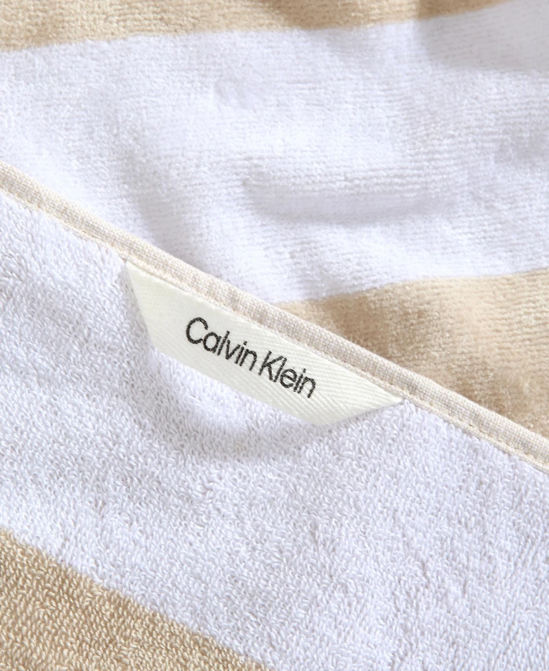 Calvin Klein Beach Stripe Logo Cotton 2-Pc. Towel Set, 70" x 40"