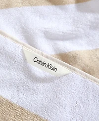 Calvin Klein Beach Stripe Logo Cotton 2-Pc. Towel Set, 70" x 40"