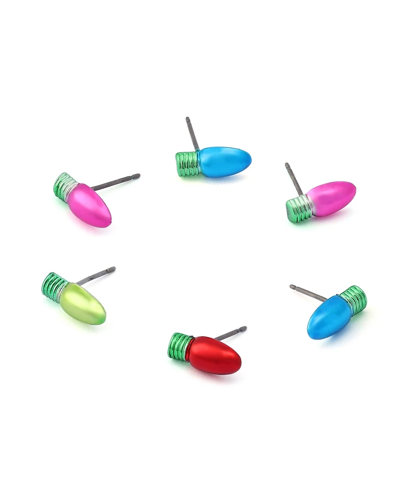 Betsey Johnson Multi-Colored Santa Baby Christmas Lights 6-Piece Stud Earring Set