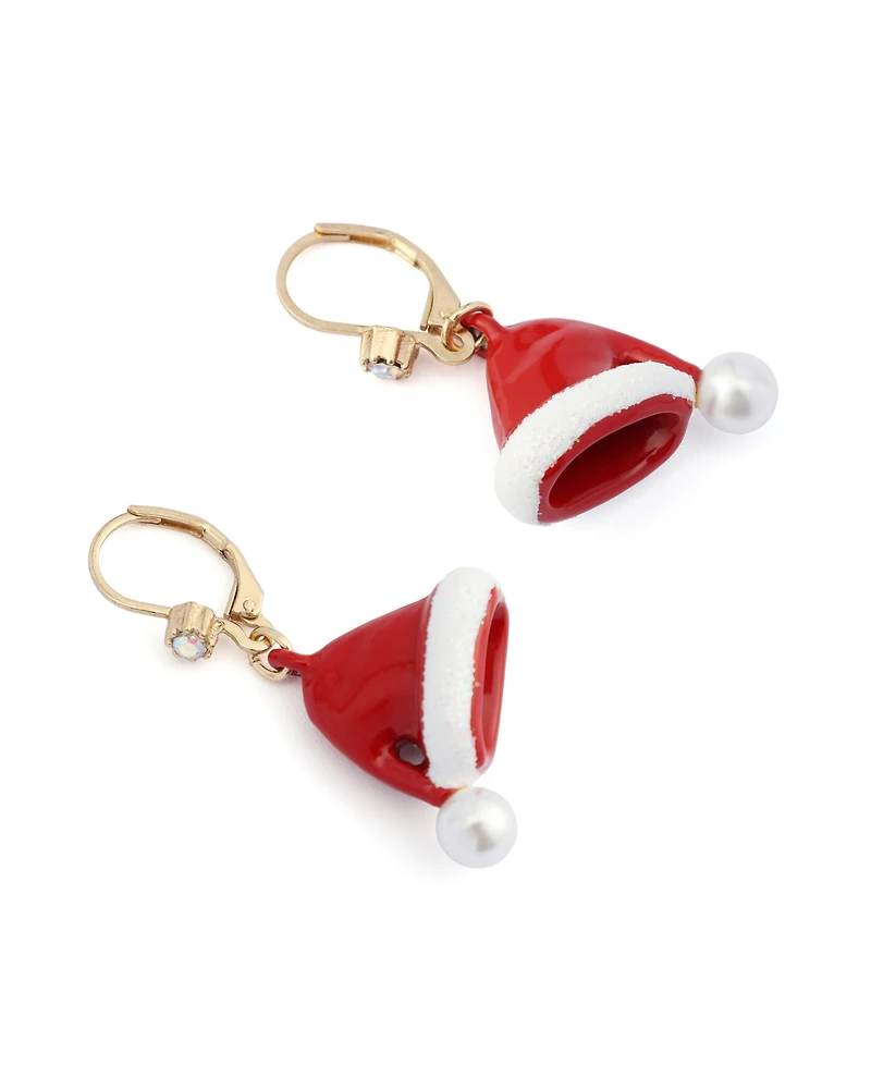 Betsey Johnson Faux Stone Santa Baby Santa Hat Drop Earrings