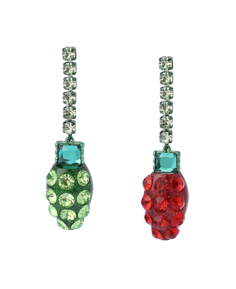 Betsey Johnson Faux Stone Santa Baby Christmas Lights Earrings