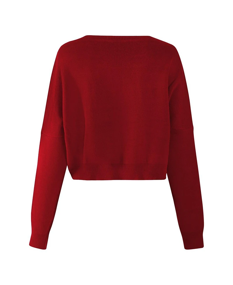 Hype and Vice Women's Crimson Alabama Crimson Tide Oversized Cropped Ivy Knit Pullover Sweater