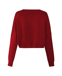 Hype and Vice Women's Crimson Alabama Crimson Tide Oversized Cropped Ivy Knit Pullover Sweater