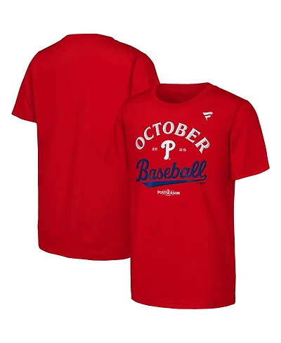 Fanatics Big Boys and Girls Red Philadelphia Phillies 2025 Mlb Postseason Locker Room T-Shirt
