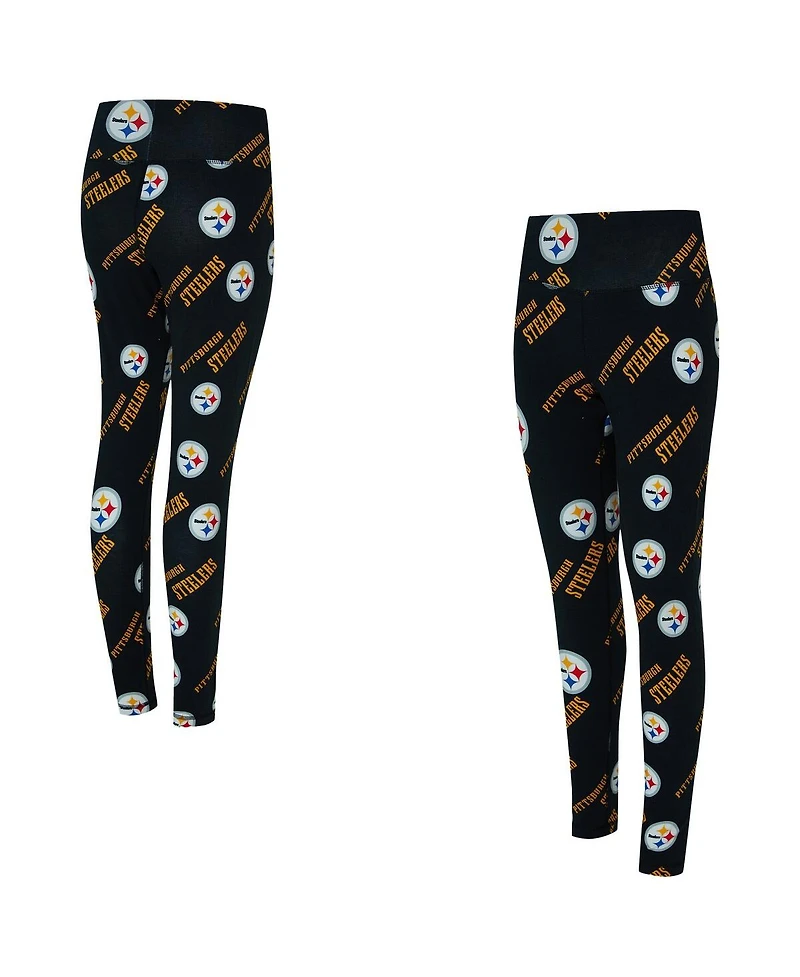 Concepts Sport Women's Black Pittsburgh Steelers Mosaic Allover Print Leggings