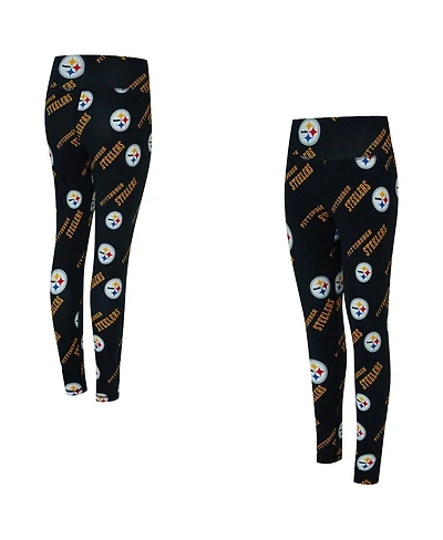 Concepts Sport Women's Black Pittsburgh Steelers Mosaic Allover Print Leggings
