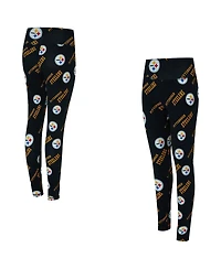 Concepts Sport Women's Black Pittsburgh Steelers Mosaic Allover Print Leggings